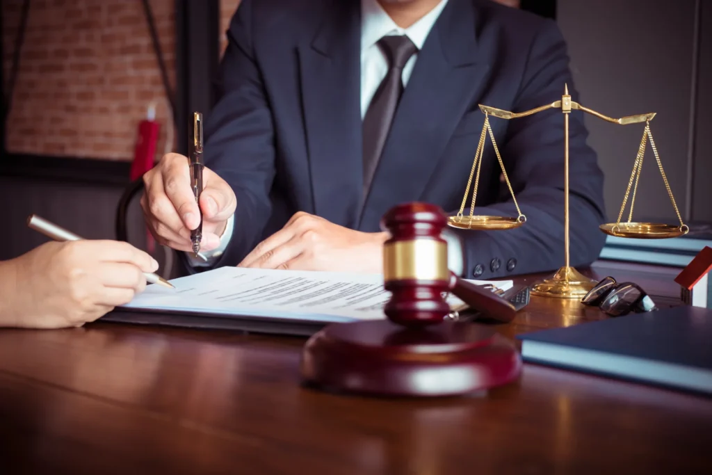A personal injury law attorney filing a negligence form