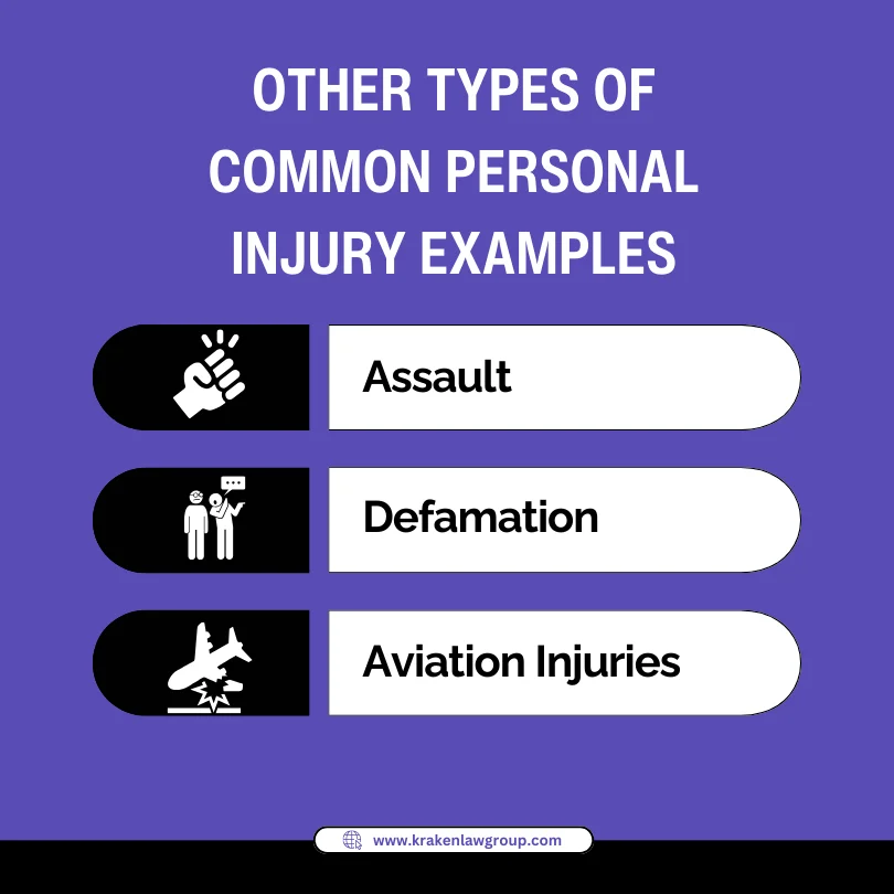An infographic on the other common types of personal injury examples