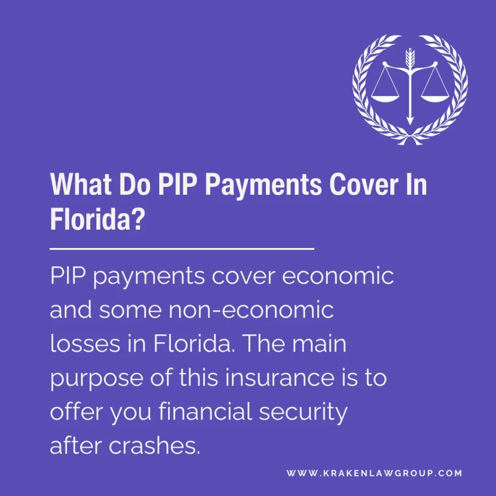 An infographic explaining what pip payments cover in Florida
