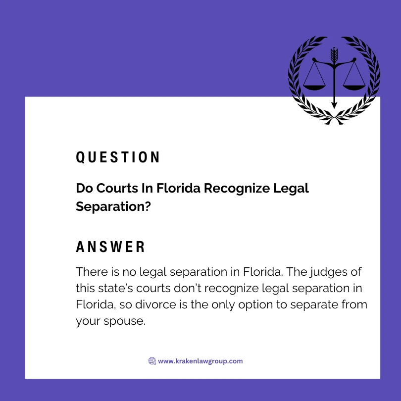 An answer to whether courts in Florida recognize legal separation