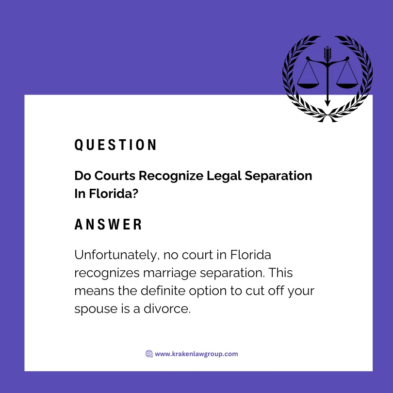 An answer post on whether courts recognize legal separation in Florida