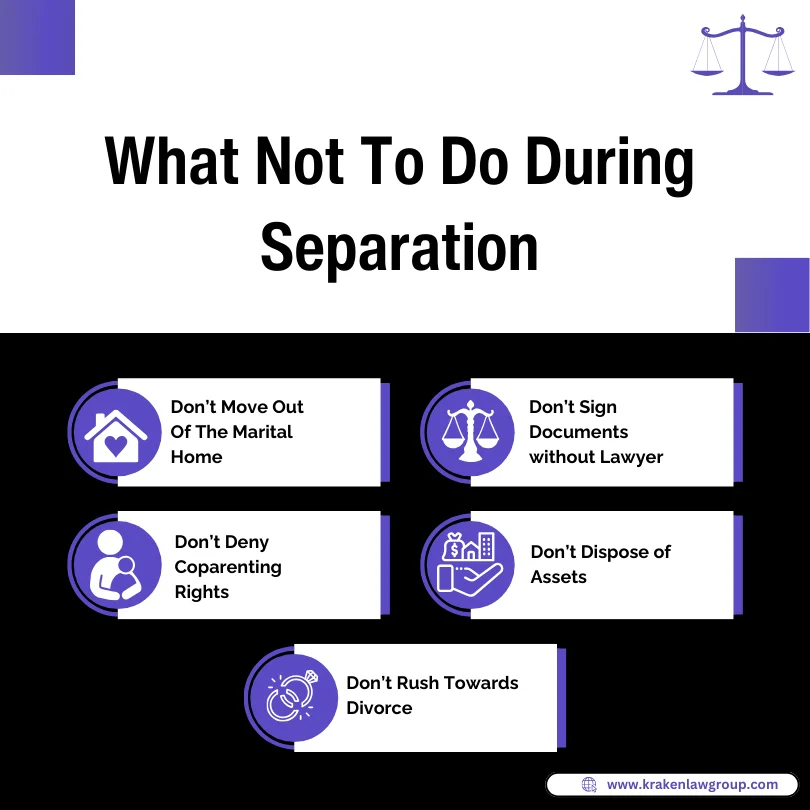 An infographic on what not to do during separation