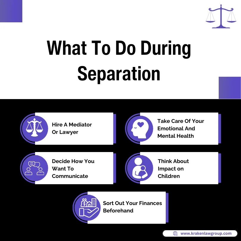 An infographic on what to do during separation