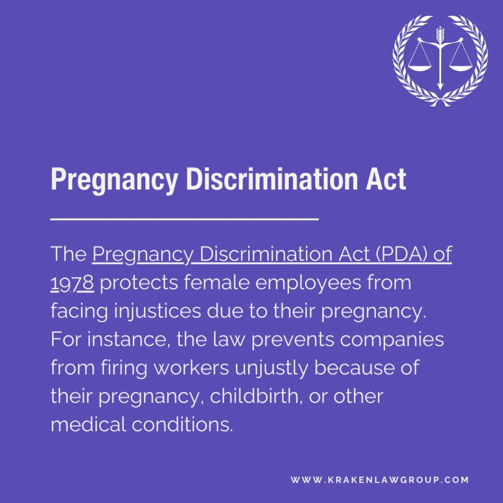 An infographic explaining the Pregnancy Discrimination Act