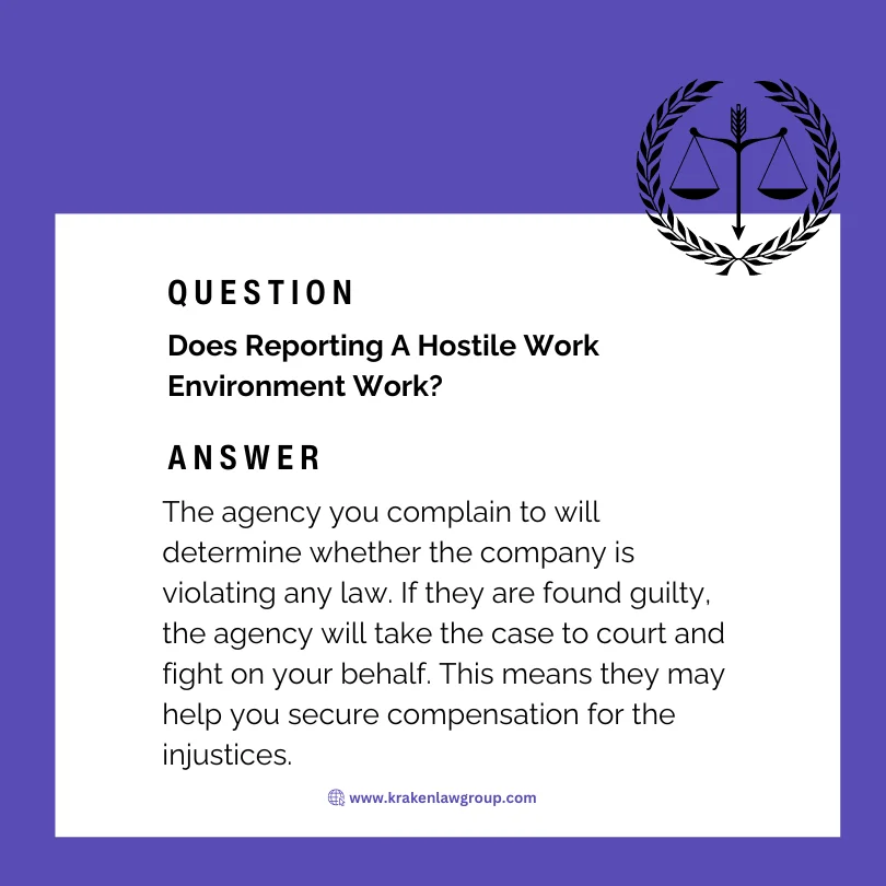 An answer post explaining whether reporting a hostile workplace environment works 