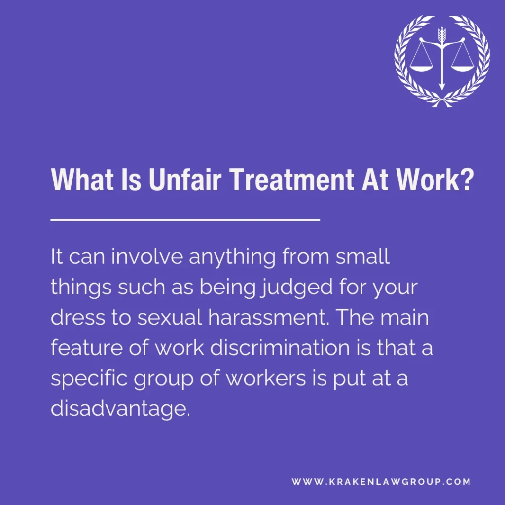 An answer post explaining what is unfair treatment at work