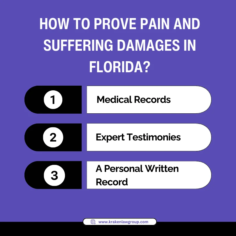 An infographic on how to prove pain and suffering damages in Florida