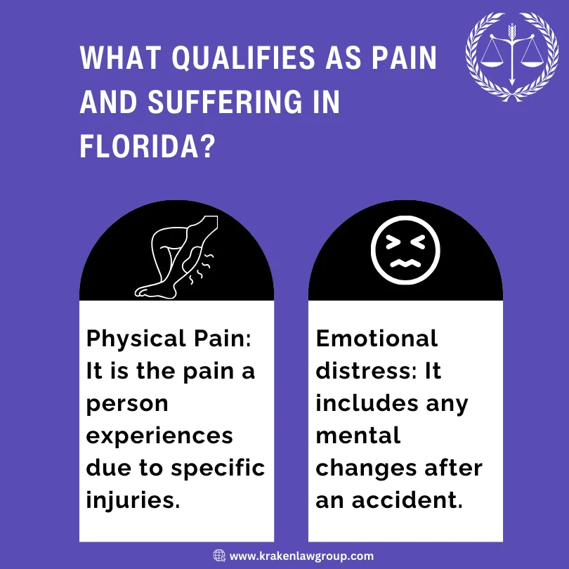 An infographic on the meaning of pain and suffering in Florida