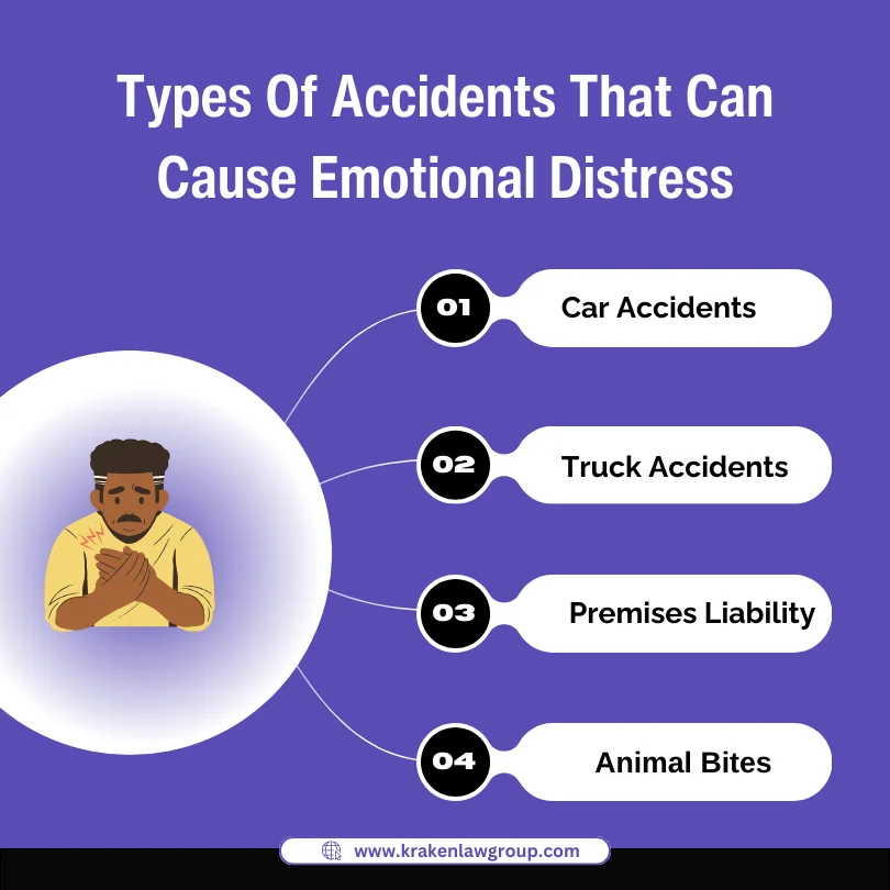 An infographic on the types of accidents causing emotional distress