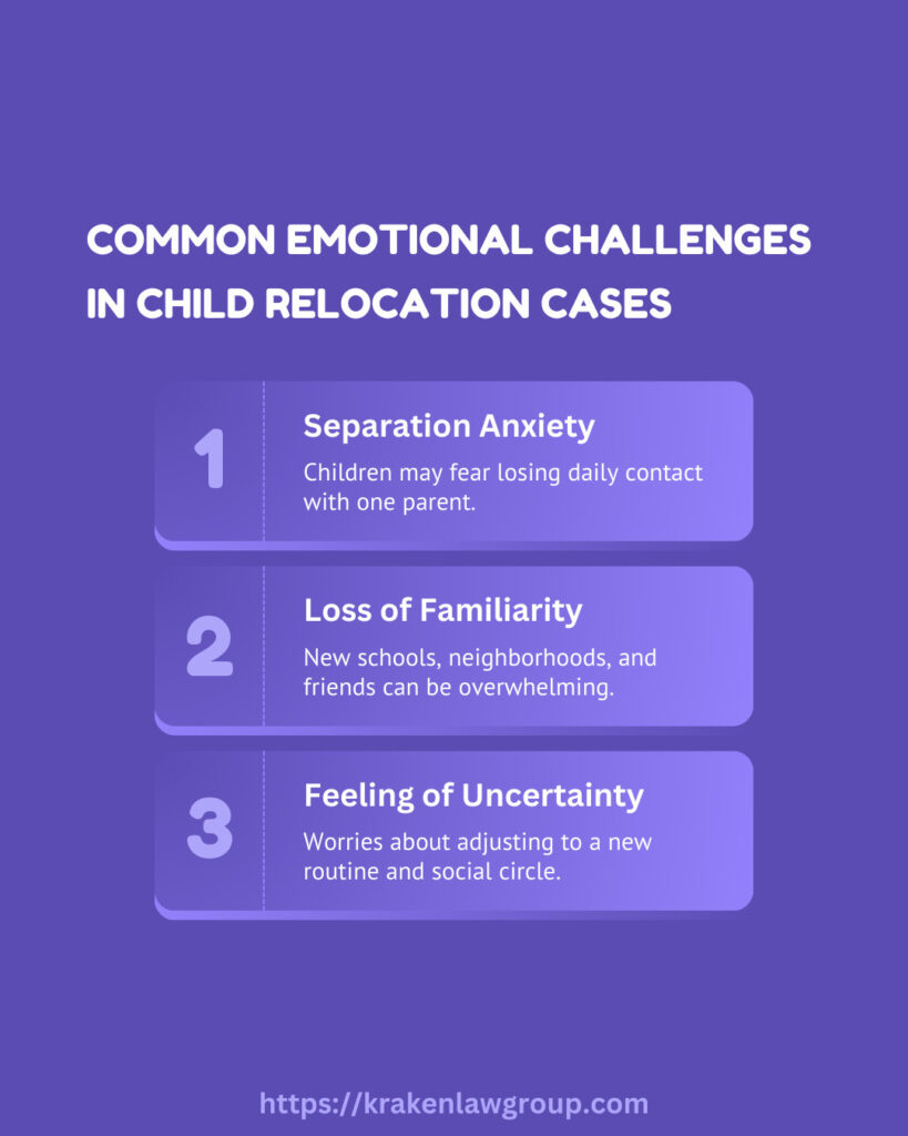 Infographic illustrating key tips for parents involved in child custody relocation cases, including honest communication, maintaining stability, and seeking legal guidance.