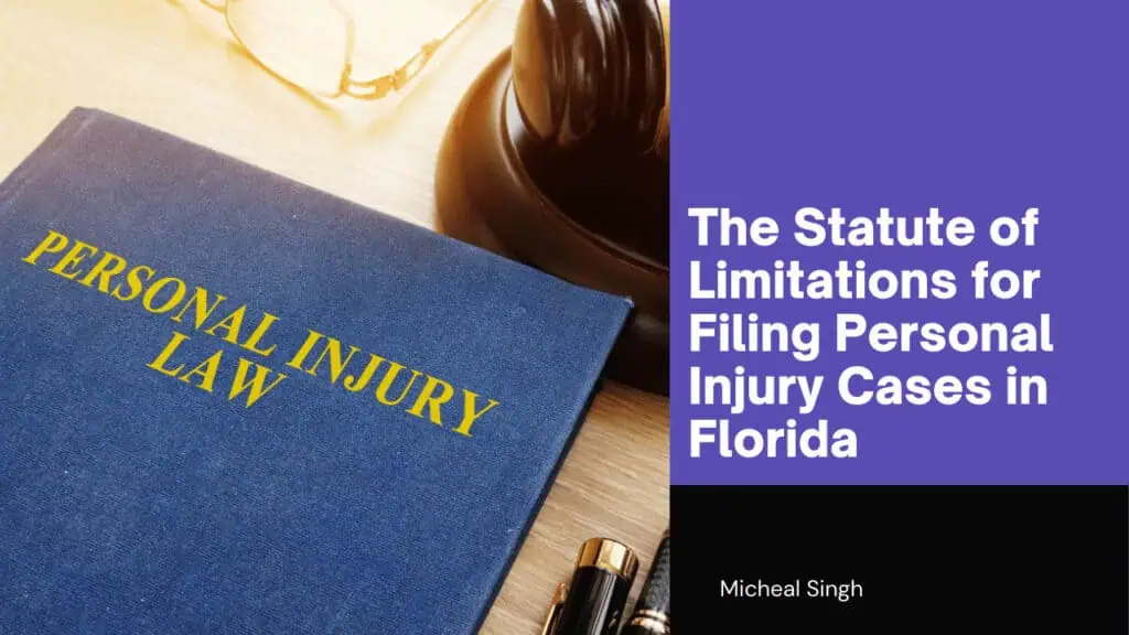 A blue ‘Personal Injury Law’ book on a wooden desk next to a phone, symbolizing the importance of Florida’s statute of limitations for personal injury cases.
