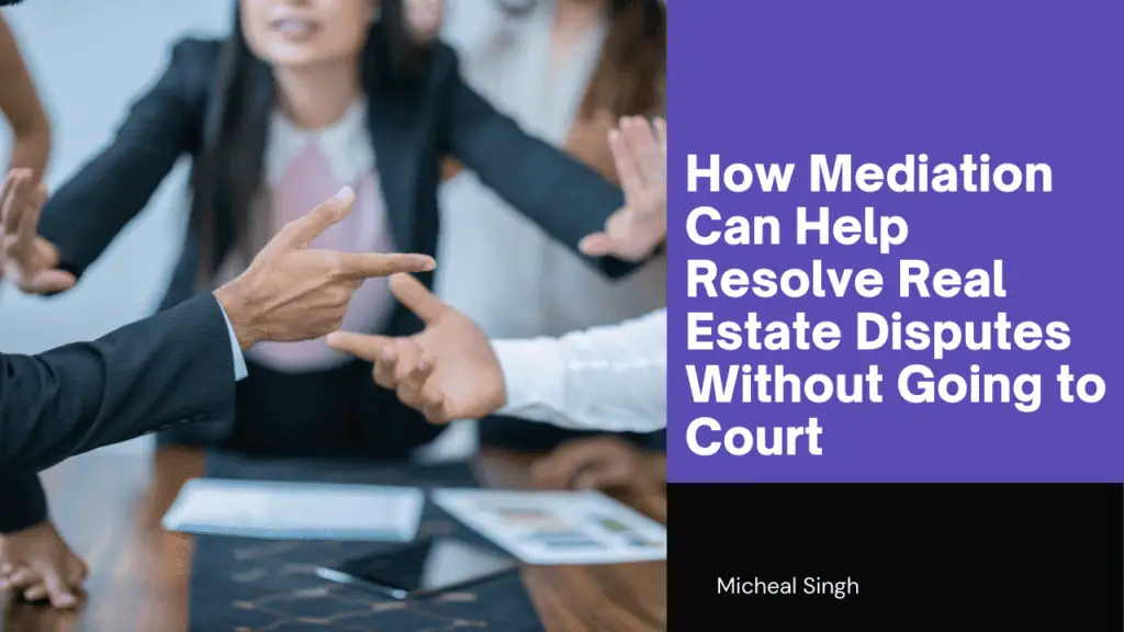 A mediator facilitating a discussion between parties in a real estate dispute to reach an amicable resolution.