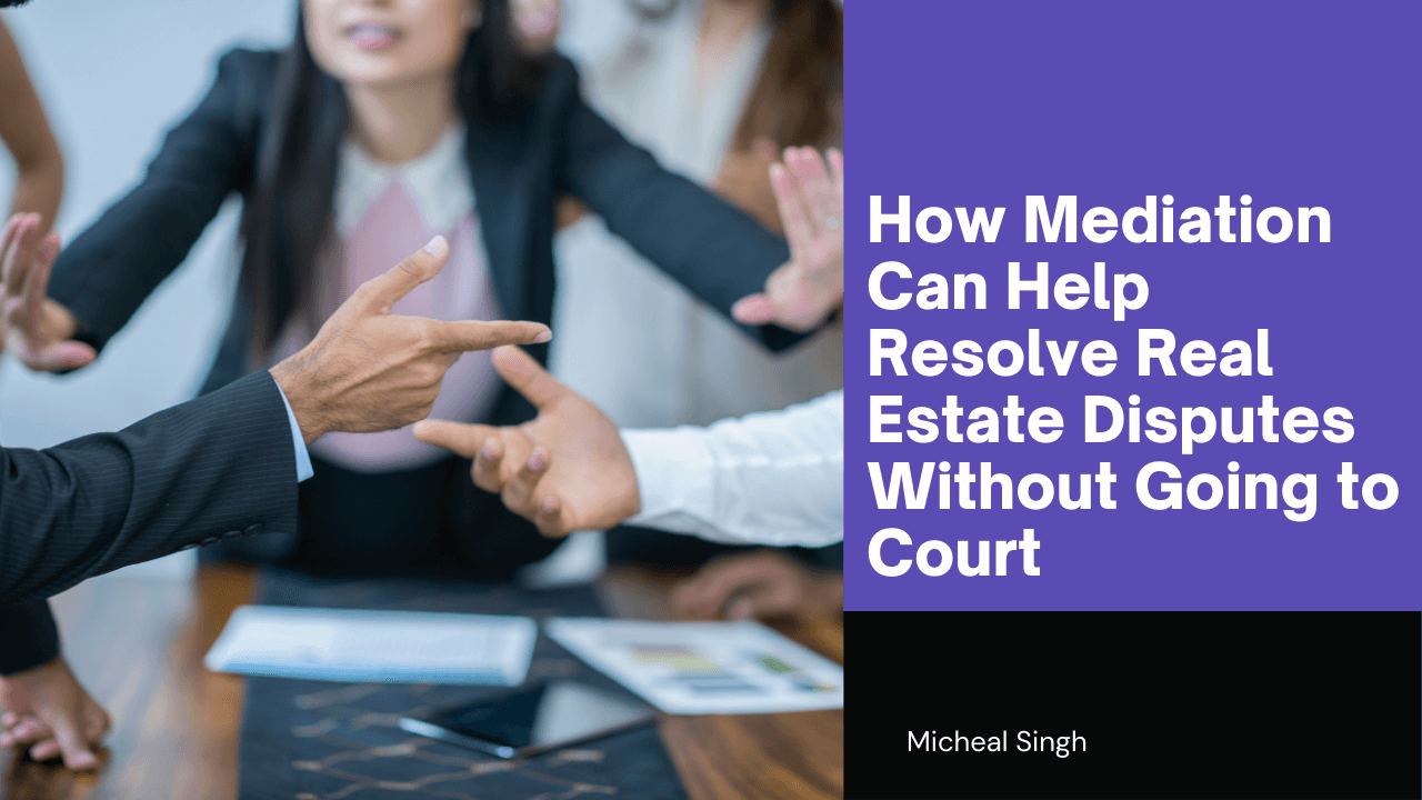 A mediator facilitating a discussion between parties in a real estate dispute to reach an amicable resolution.